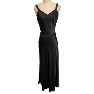 Faviana New York Black Satin V-Neck Cross-Back Evening Dress Size 8